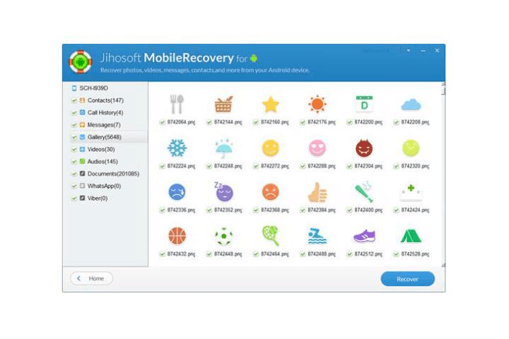 Jihosoft Android Data Recovery Choose Files to Recover