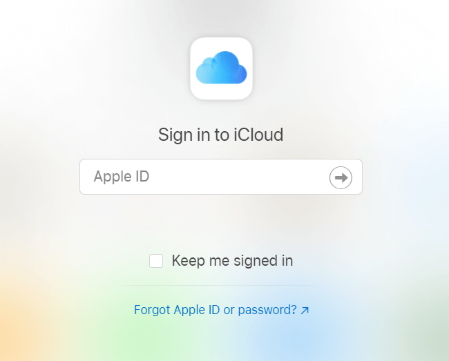 Log in to iCloud