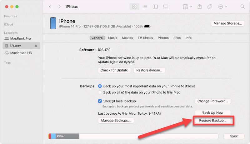 How to Recover Deleted Notes on iPhone from Finder