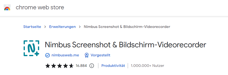 Nimbus Screenshot & Bildschirm-Videorecorder