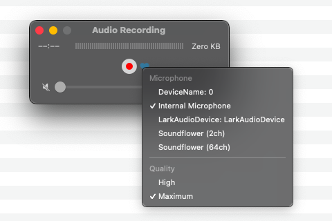 Audio Recording on Quicktime Player