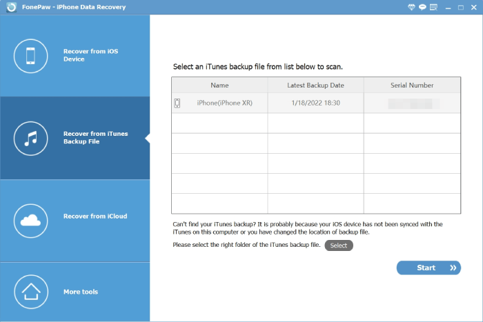 using fonepaw iphone data recovery with 2 step inscription