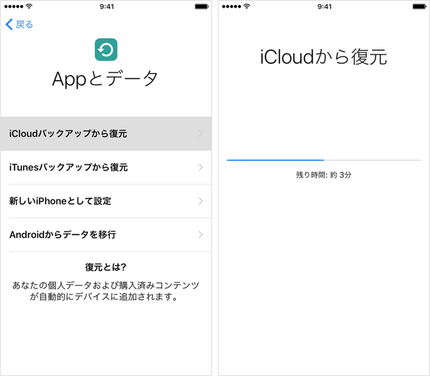iPhone iCloud Appとデータ