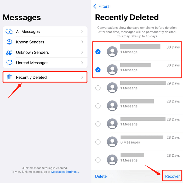 Recover Recently Deleted iMessages on iPhone