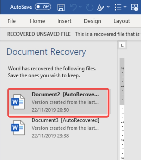 Récupération de documents de Microsoft Word