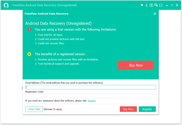 Register FonePaw Android Data Recovery