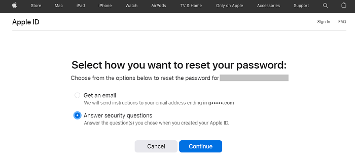 Answer Security Question to Reset iCloud Password