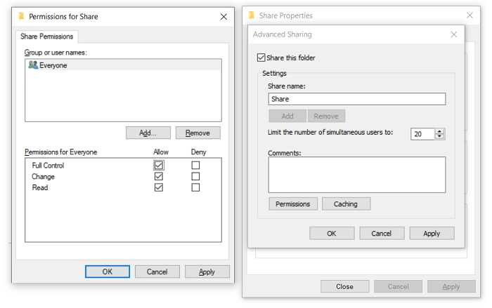 Set up Shared Folder Windows