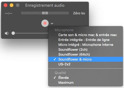 QuickTime Player Soundflower enregistrement audio