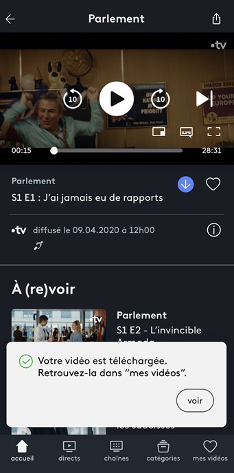 Terminer le téléchargement vidéo dans l'application France.tv