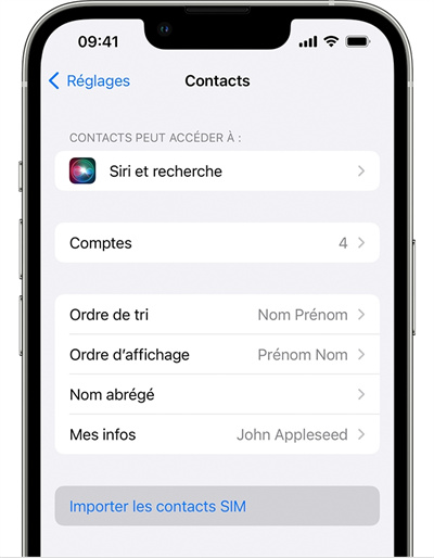 Transférer le contact Android vers iPhone via la carte SIM