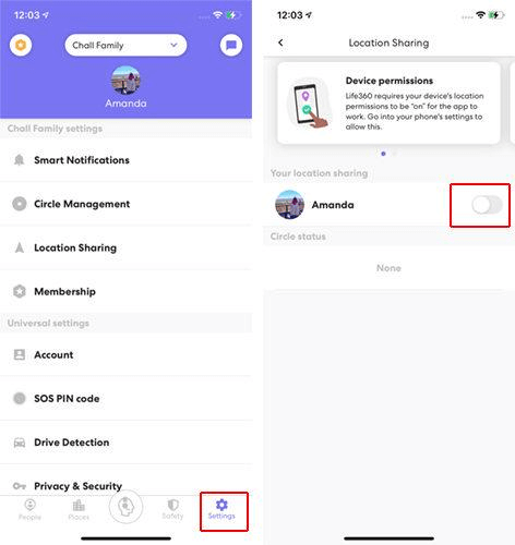 Turn Off Location Sharing in Life360