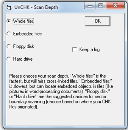 Récupérer des fichiers CHK sous UnCHK