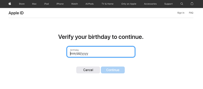 Verify Birthday Apple