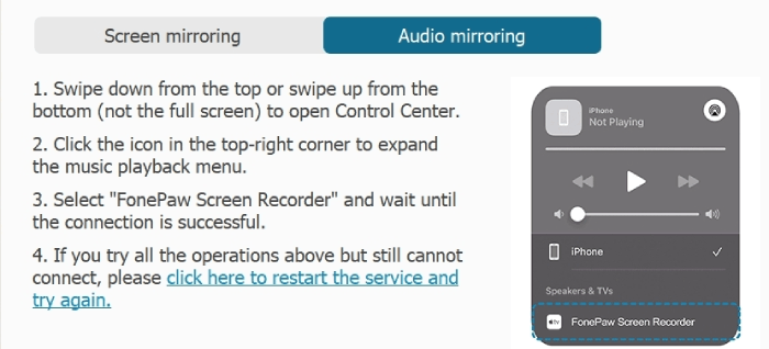 Mirror iPhone Audio